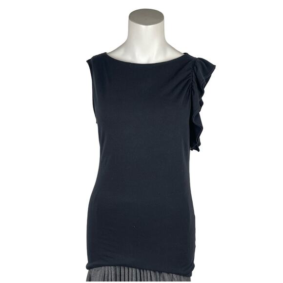 Theory Tops - New Theory Shirt Women's Large Black Sleeveless Ruffled